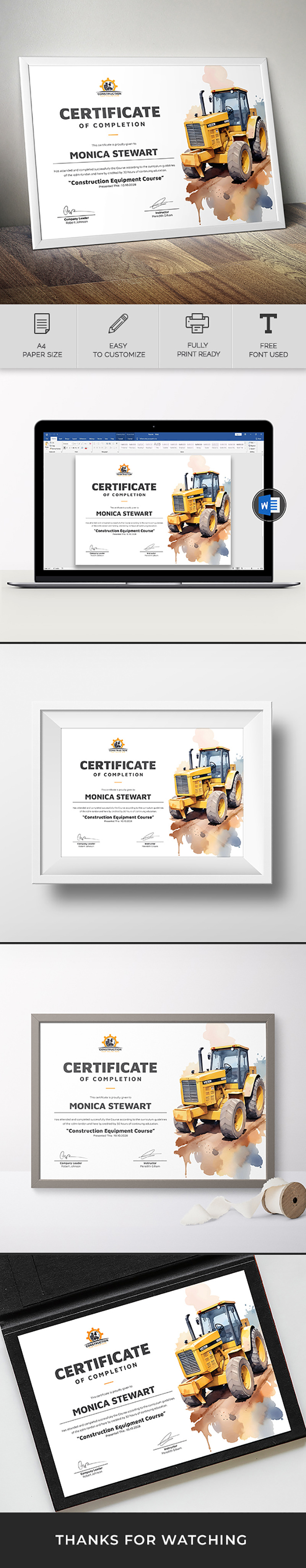 Construction Equipment Operator Certificate Template - Features Image 1