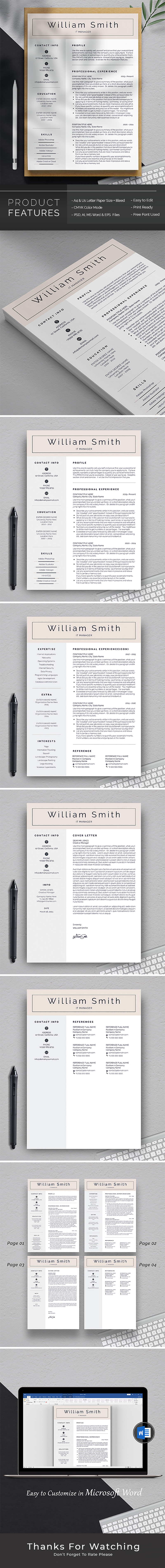 Professional IT Resume Template | Editable Modern CV Design - Features Image 1