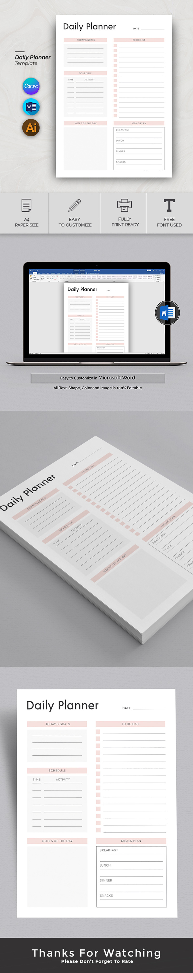 Plantilla de planificador diario con Canva - Características Imagen 1