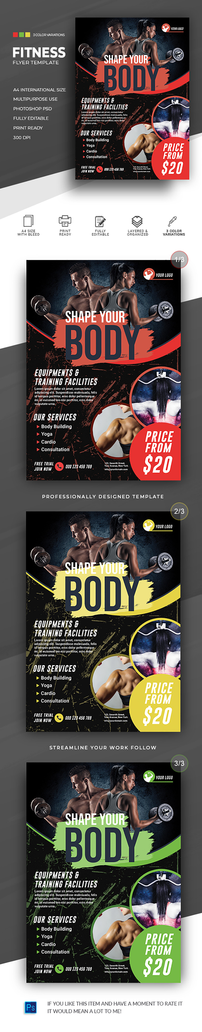 Modèle de flyer de salle de sport Canva Fitness - Caractéristiques de l’image 1