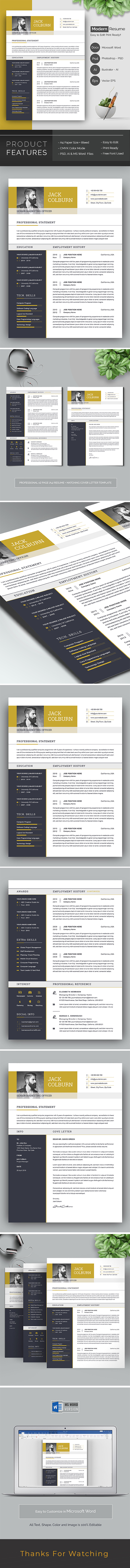 Plantilla de currículum moderna de Canva y MS Word para currículum de marketing - Características Imagen 1