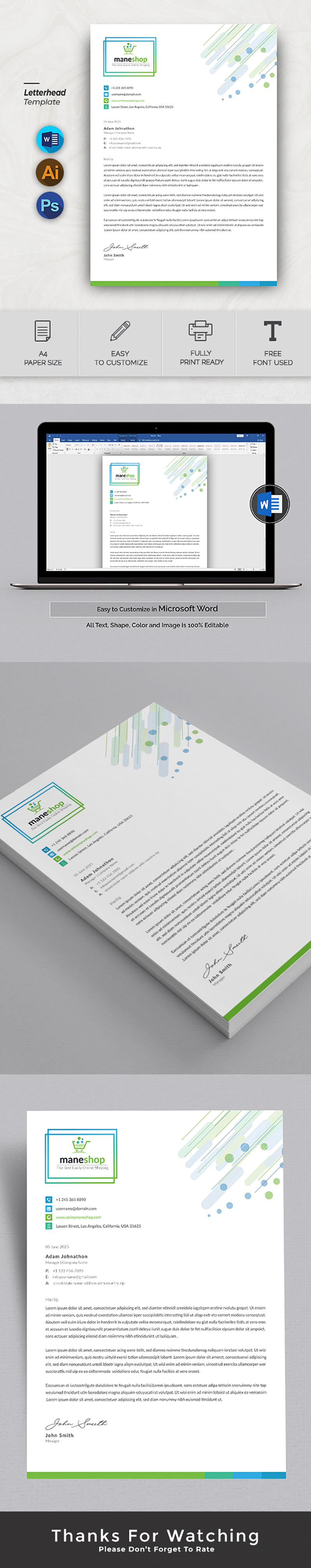 Modern Business Letterhead Template | Printable Company Letterhead Design - Features Image 1