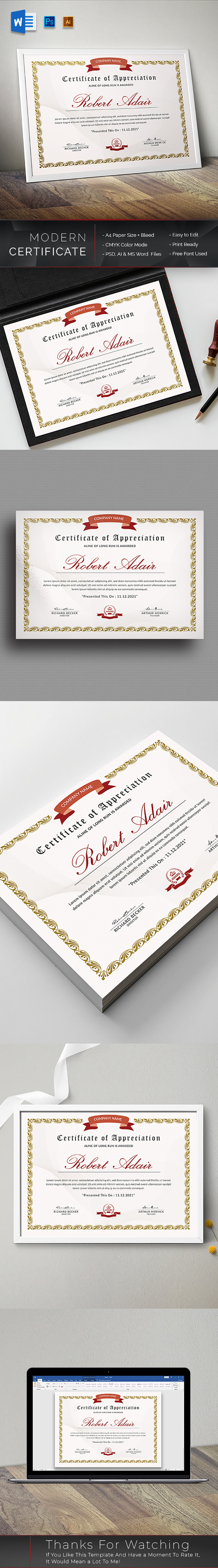 Editable Certificate of Appreciation Template | Canva & Word