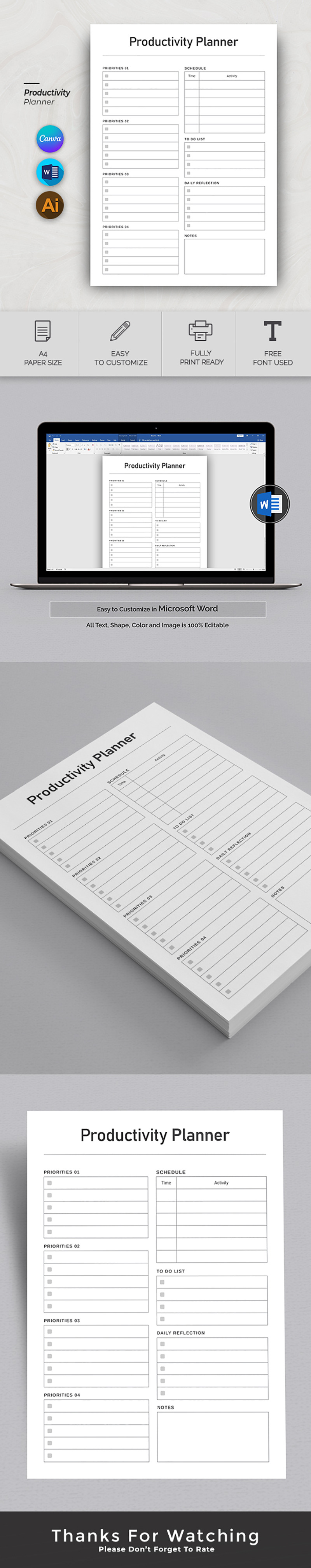 Productivity Planner Design Template - Features Image 1