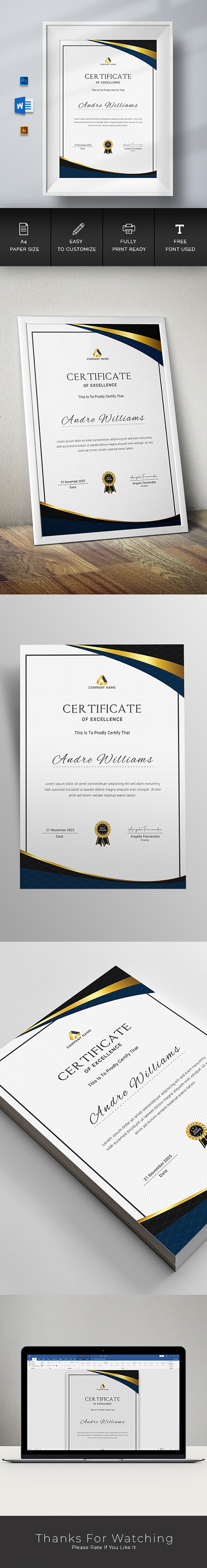 Canva Modern Portrait Certificate Template TemplateMonster