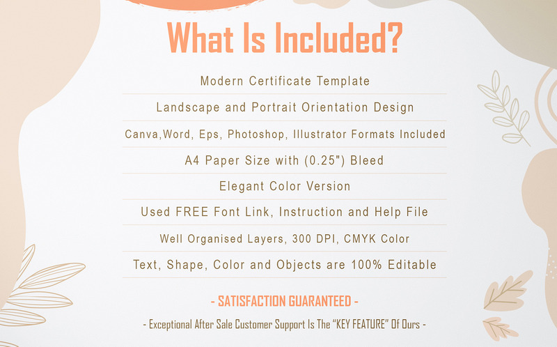 Editable Award Certificate Design in MS Word & Canva | Printable Professional Certificate - Features Image 2