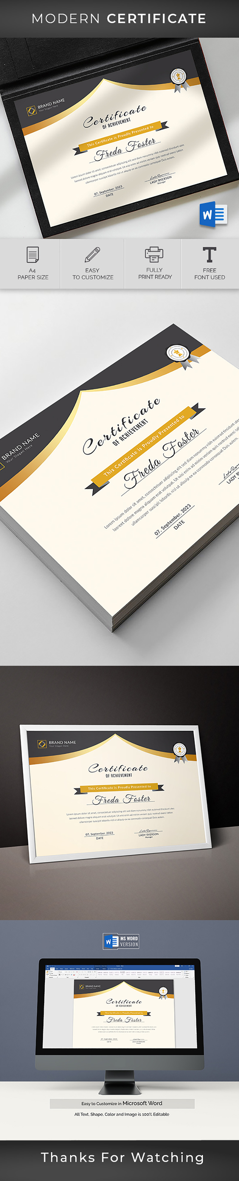 Canva & Word Certificate Template TemplateMonster