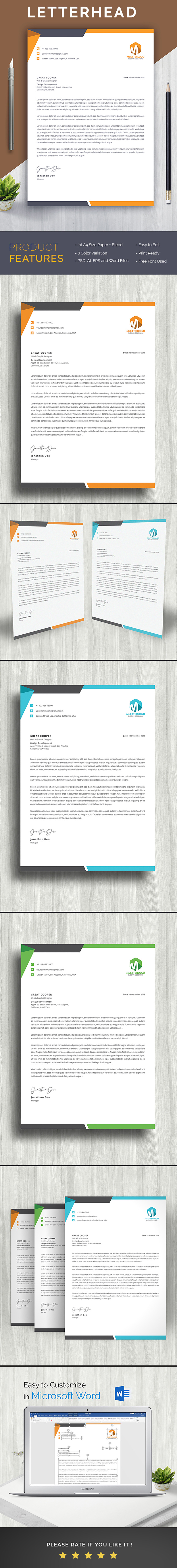 Clean Business Letterhead Template Design Canva - Features Image 1