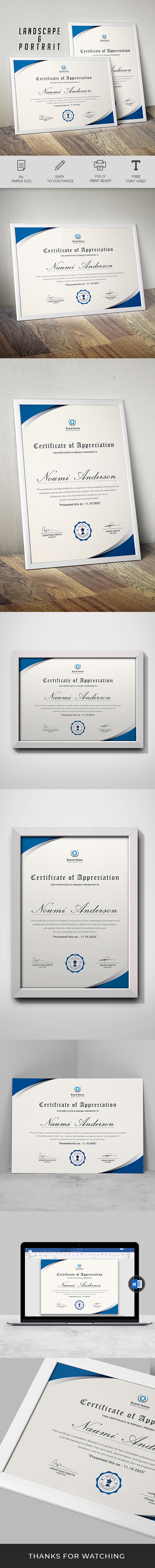 Editable Award Certificate Design in MS Word & Canva | Printable Professional Certificate - Features Image 1