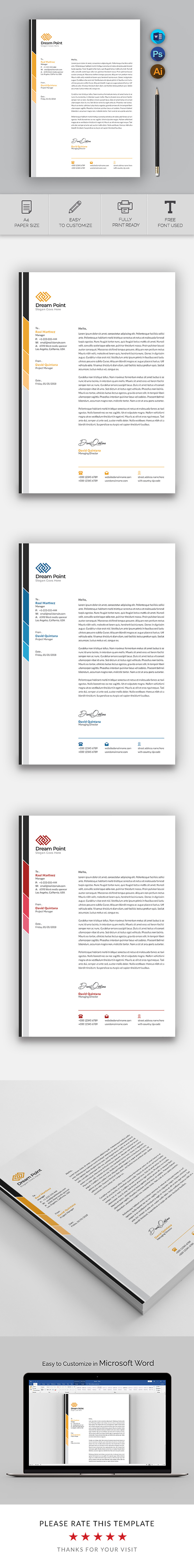 Printable Company Letterhead in Word, Canva, Photoshop & Illustrator - Features Image 1