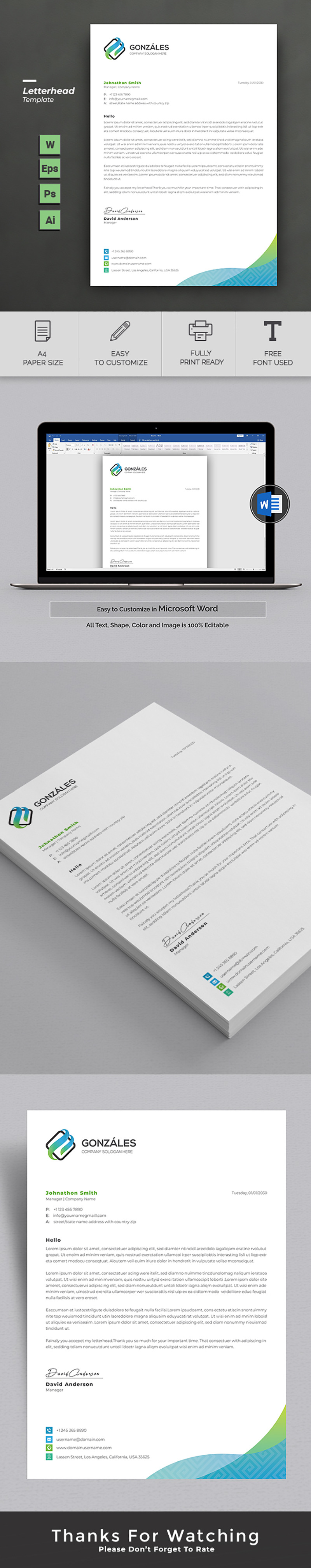Business Letterhead Template Editable | Company Letterhead Design for Canva - Features Image 1