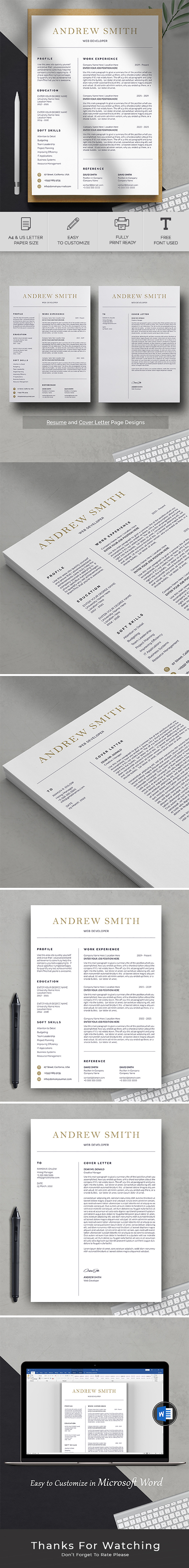 Web Developer Resume Template – Printable A4 & US Letter, ATS-Friendly,  Editable in Canva - Features Image 1