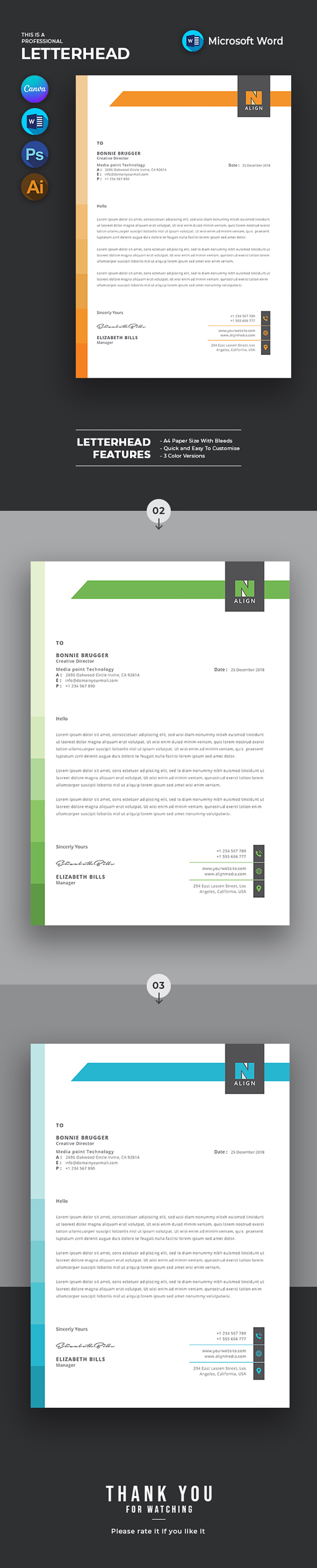 Canva A4 Corporate Letterhead Design Template - Features Image 1