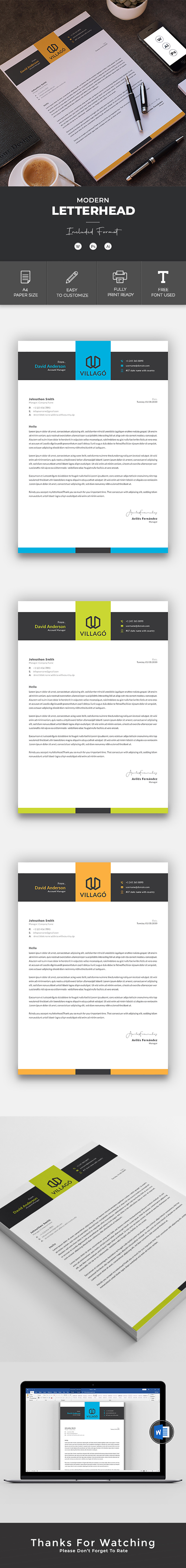 Modern Company Letterhead Design for Word, Canva & Photoshop - Features Image 1