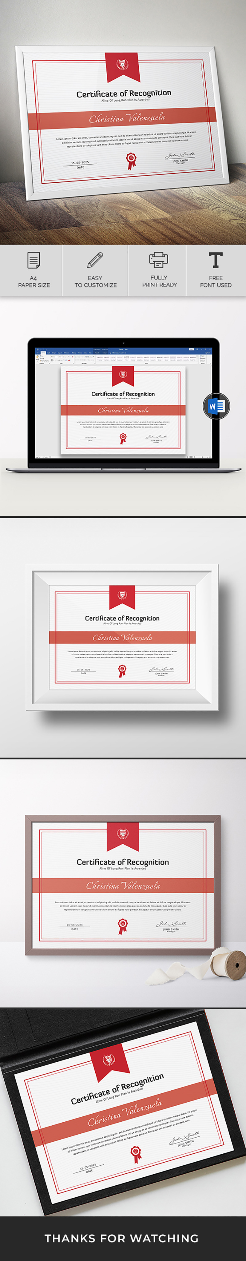 Certificate of Achievement Template Editable Award Certificate - Features Image 1