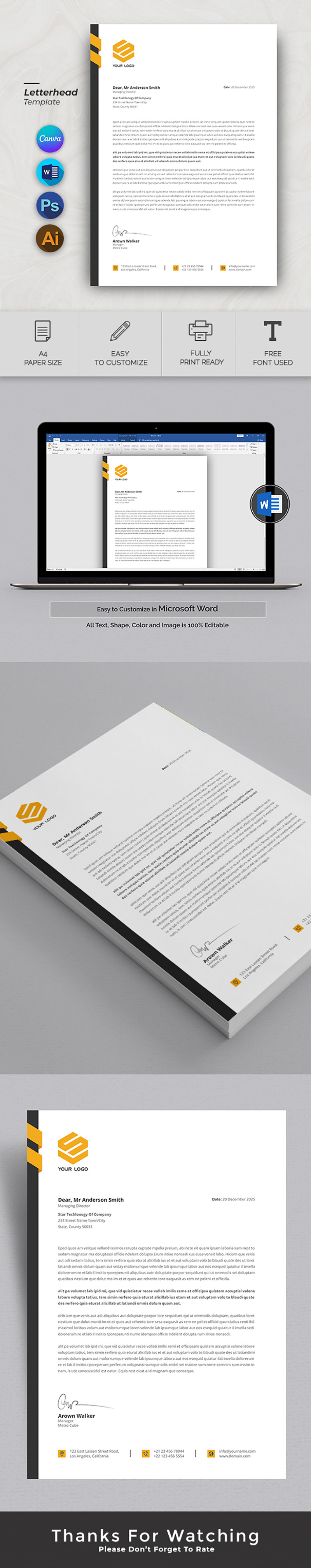 Design de modelo de papel timbrado CANVA e Word - Features Image 1