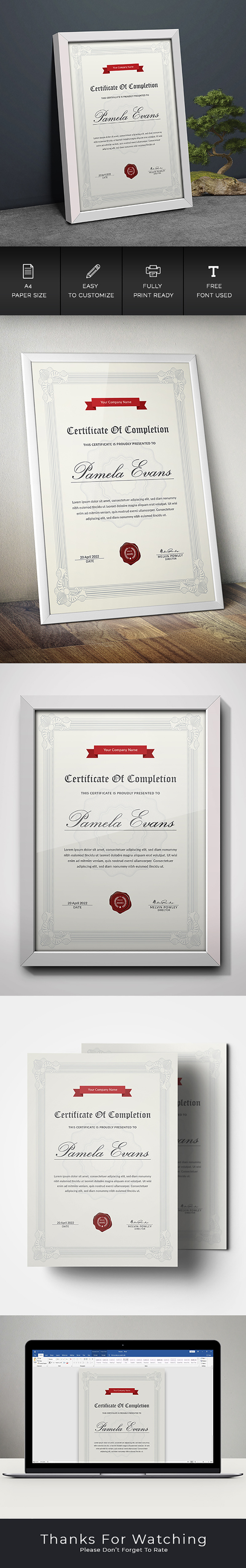 Portrait Certificate Template - Features Image 1