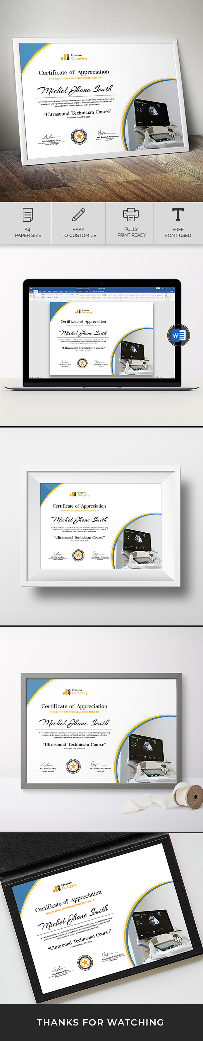 Certificato del corso per tecnico ecografico Canva - Caratteristiche Immagine 1