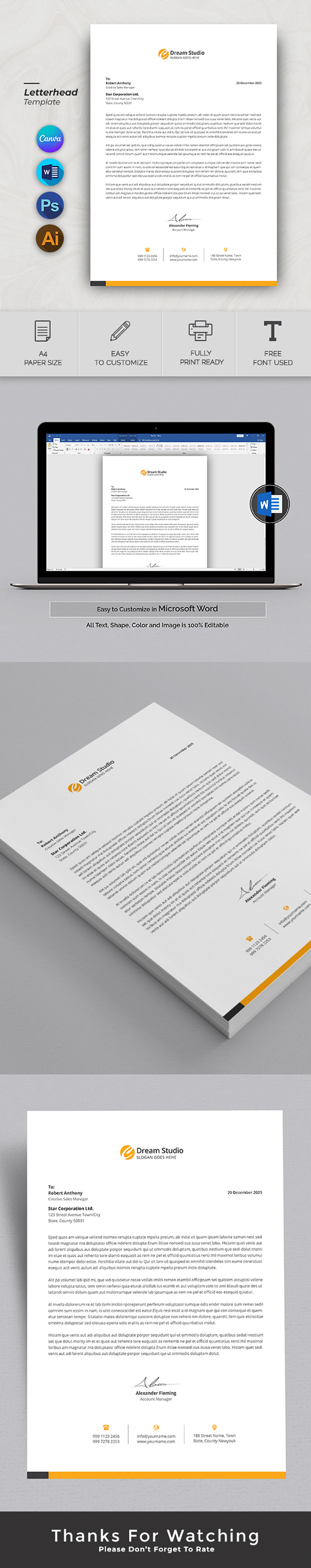 Letterhead Template for Canva Digital Download - Features Image 1
