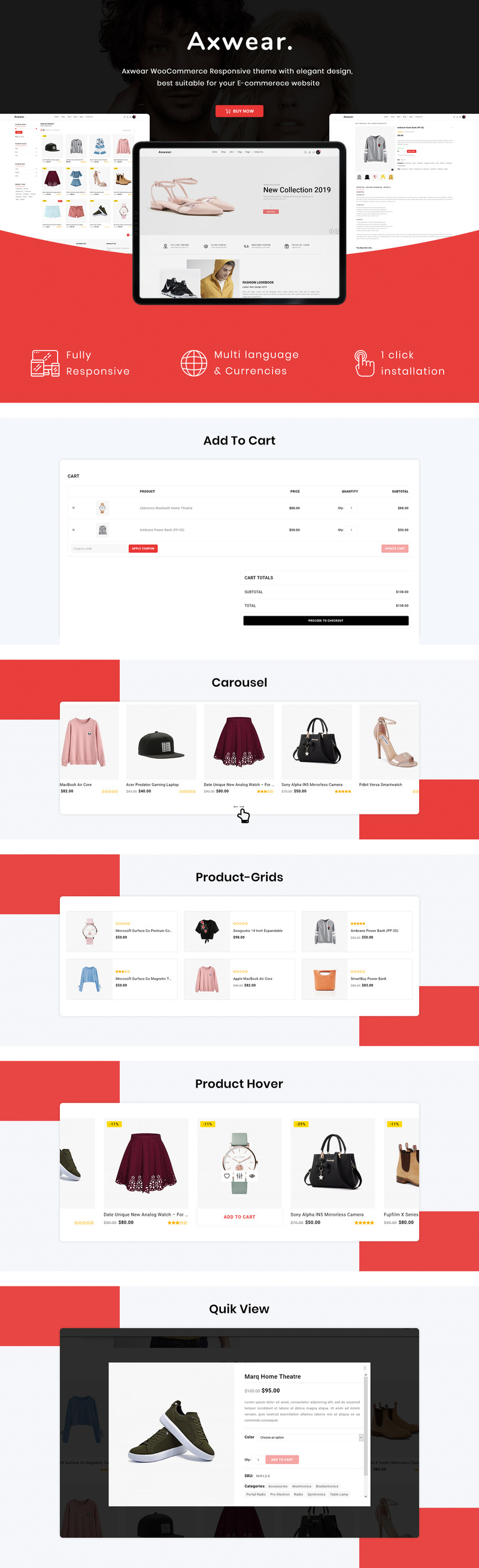 Axwear - Tema WooCommerce multiuso alla moda - Caratteristiche Immagine 1