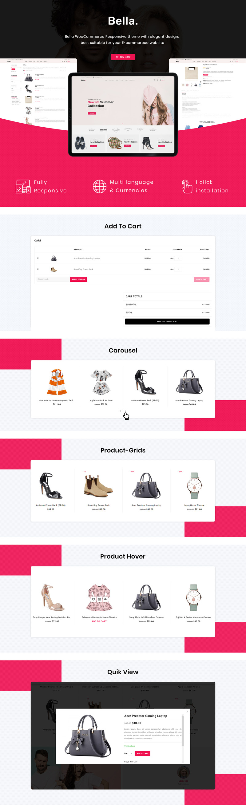 Bella - Tema WooCommerce del negozio di eCommerce di moda - Caratteristiche Immagine 1