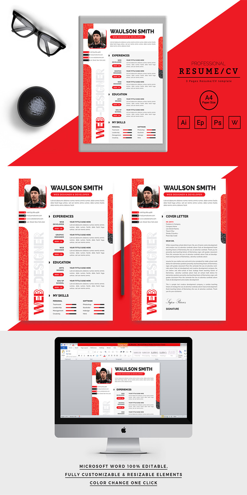 Waulson Smith –Creative Resume Template - Features Image 1