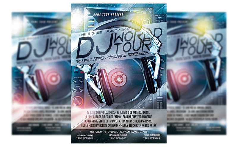 Modèle de flyer de tournée mondiale DJ #4 - Caractéristiques de l’image 1