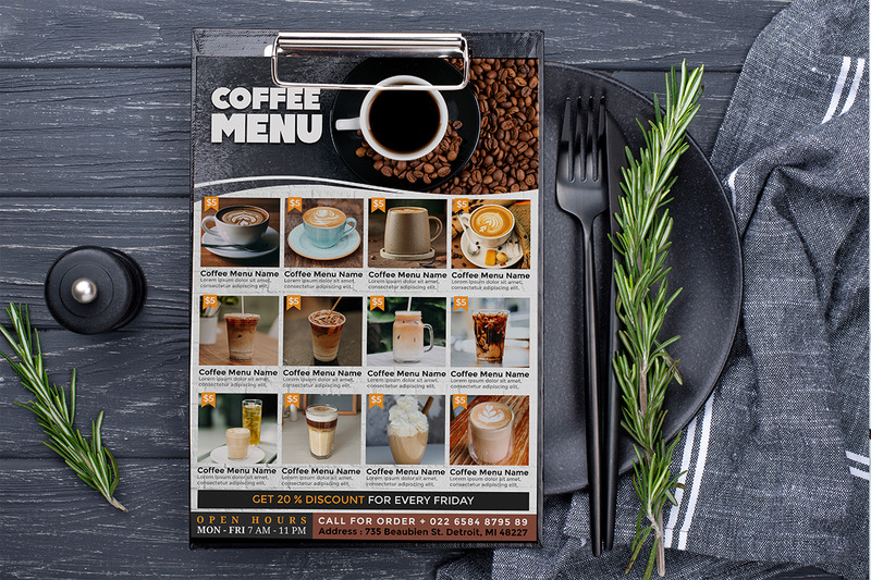 Modello di volantino del menu del caffè n. 10 - Caratteristiche Immagine 2