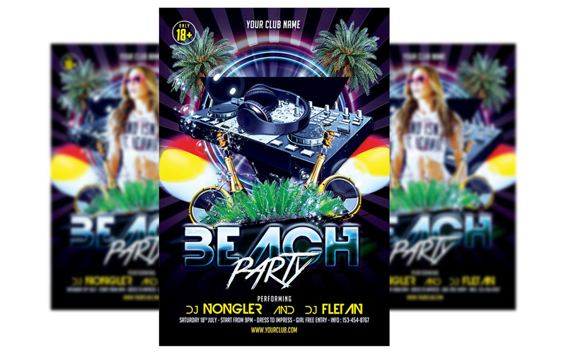 Strandparty-Flyer-Vorlage Nr. 3 - Eigenschaften Bild 1