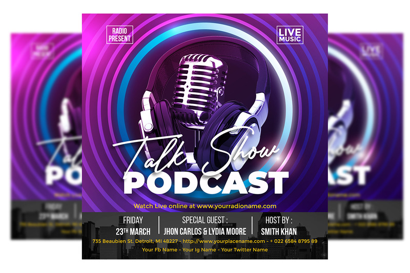 Podcast/Talkshow szórólap sablon #5 - Features Image 1
