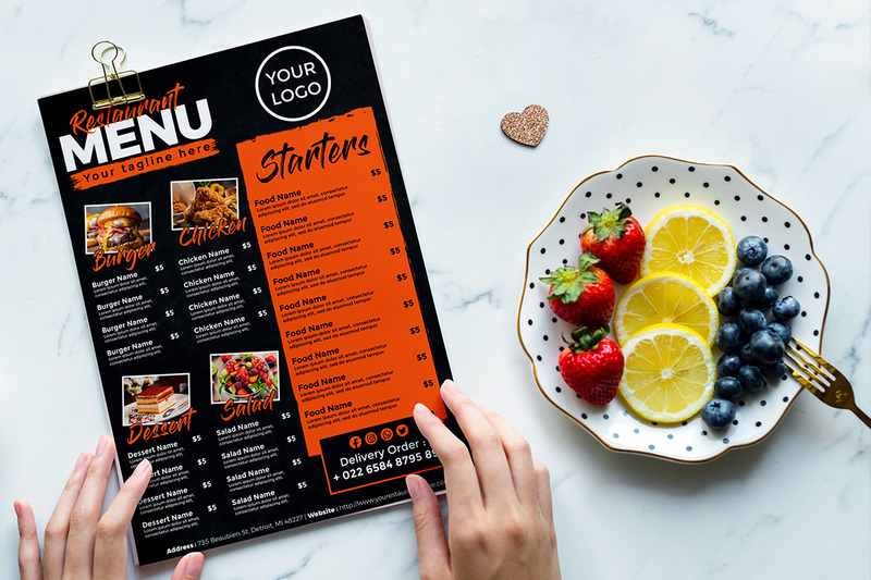 Black Restaurant Menu - Flyer Template - Features Image 1