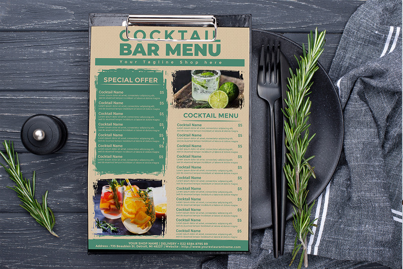 Modello moderno del menu dei cocktail - Caratteristiche Immagine 2