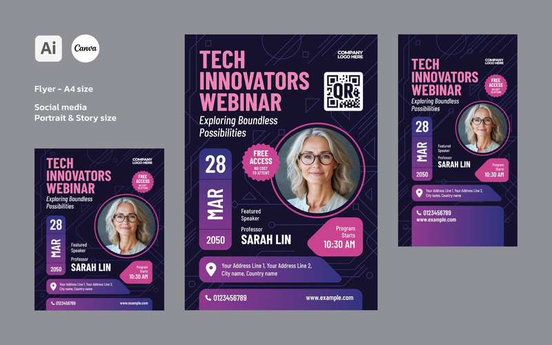 Online Webinar or Workshop Flyer and Social Media Template Designs - Features Image 1