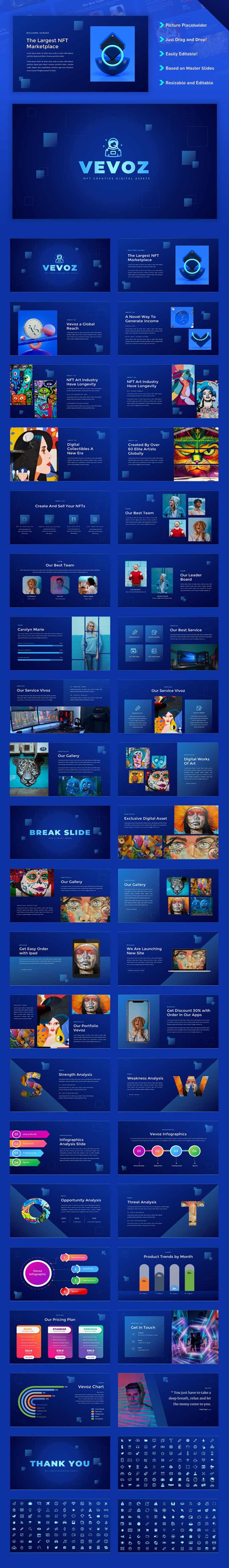 Vevoz - NFT Creative Digital Assets Presentation Google Slides Template - Features Image 1