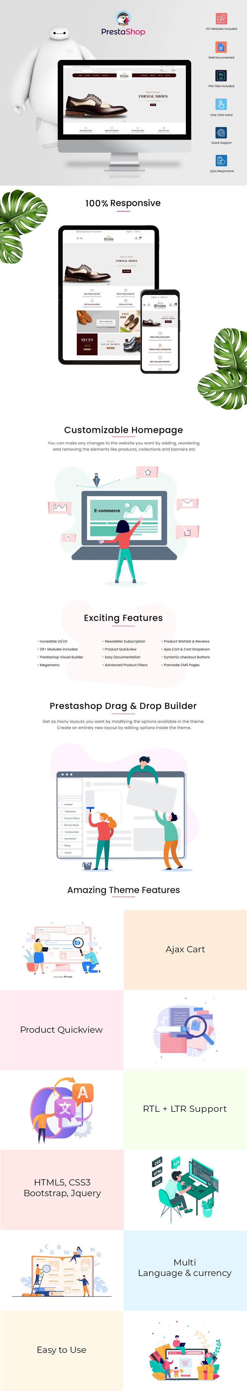 Responsywny motyw sklepu z butami Prestashop - Obraz funkcji 1