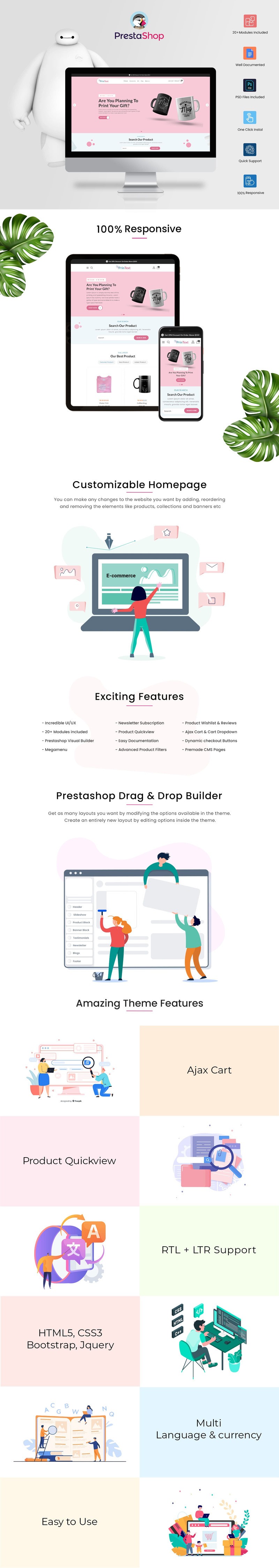 Магазин футболок Printext, тема Prestashop для печати - Features Image 1