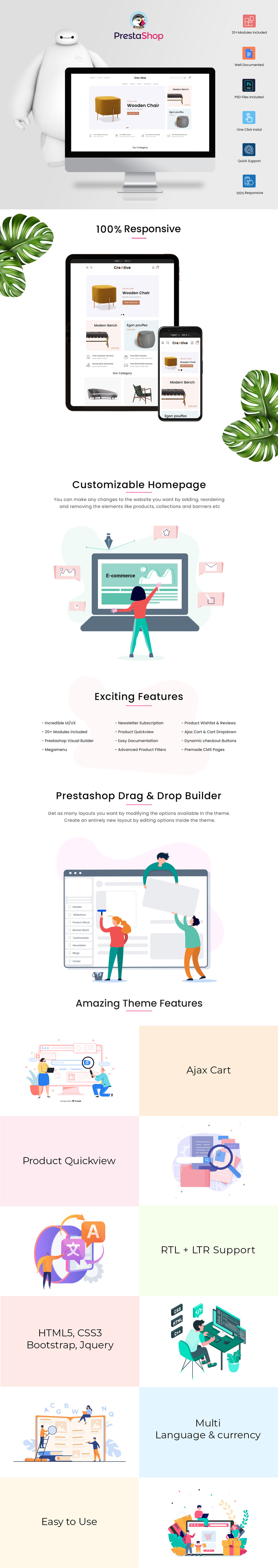 Kreativní obchod se dřevem a nábytkem téma Prestashop - Features Image 1