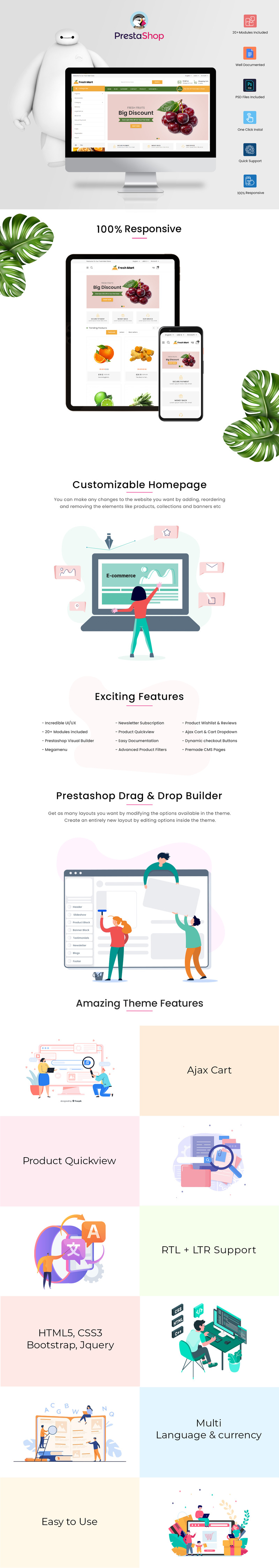 FreshMart Organic & Grocery Store Prestashop Theme - Features Image 1