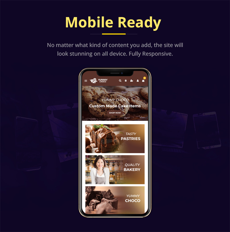 Yummy Choco - тема Prestashop для магазину тортів і хлібобулочних виробів - Features Image 1