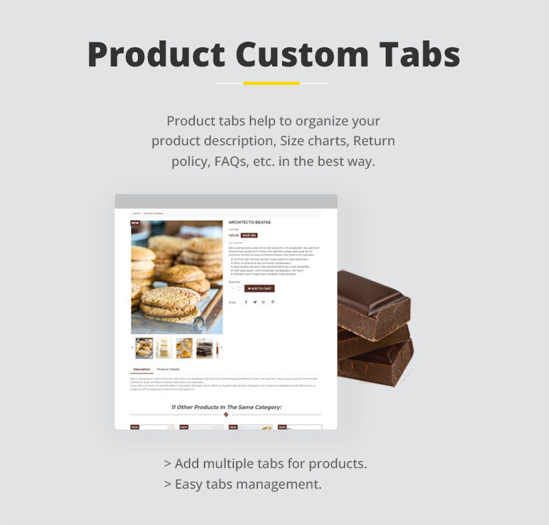Yummy Choco - тема Prestashop для магазину тортів і хлібобулочних виробів - Features Image 4