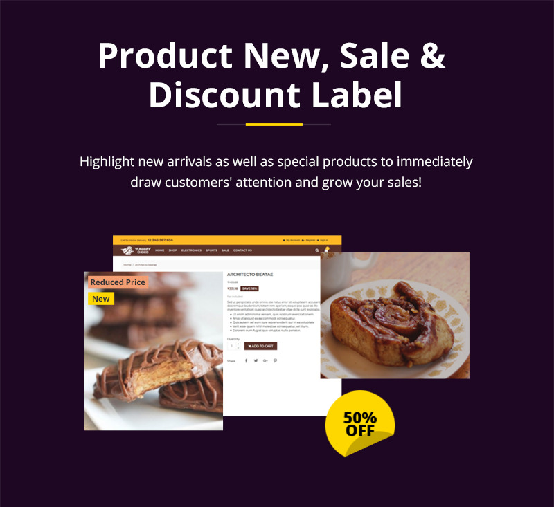 Yummy Choco - тема Prestashop для магазину тортів і хлібобулочних виробів - Features Image 5