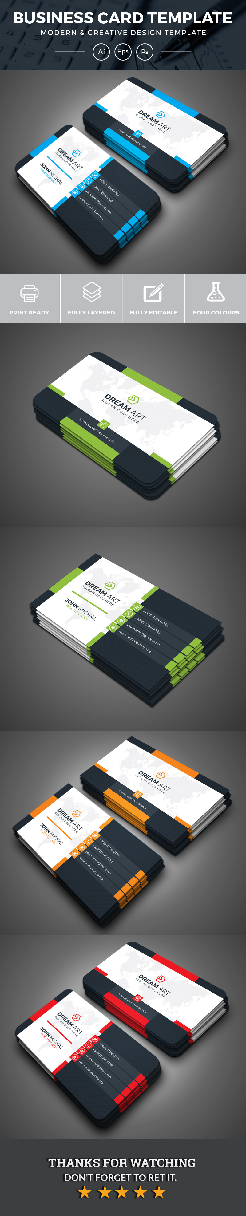 Dark Simple Business Card Template - Features Image 1