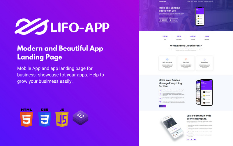 Lifo App - App Landing Page HTML5 Template - Features Image 1