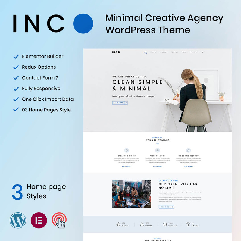 Inc - Minimal Creative Agency WordPress Theme - Features Image 1