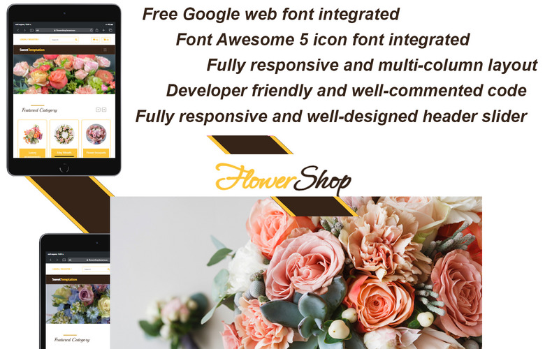Flower Shop - Plantilla Bootstrap HTML Responsive - Características Imagen 2