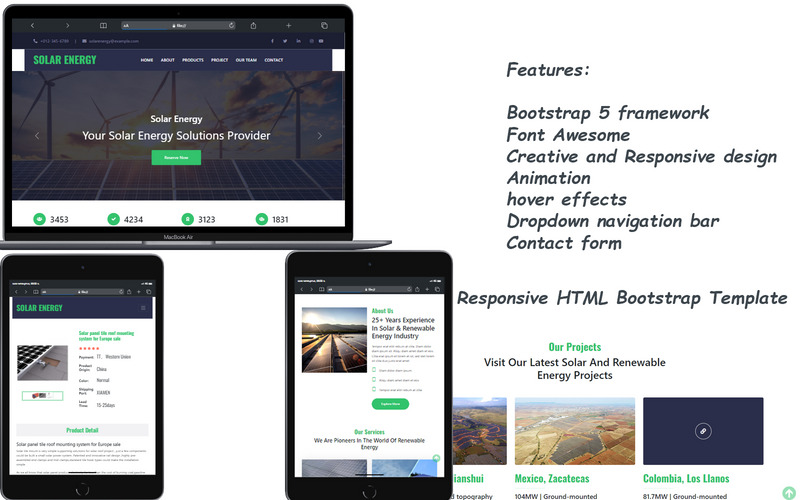 Solar Energy Templates - Responsive HTML Bootstrap Landing Page - Features Image 1