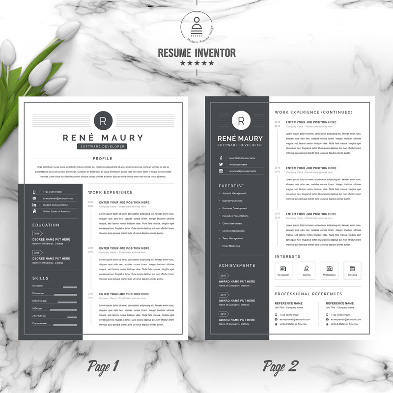 Rene / CV Template Printable Resume Templates - Features Image 2