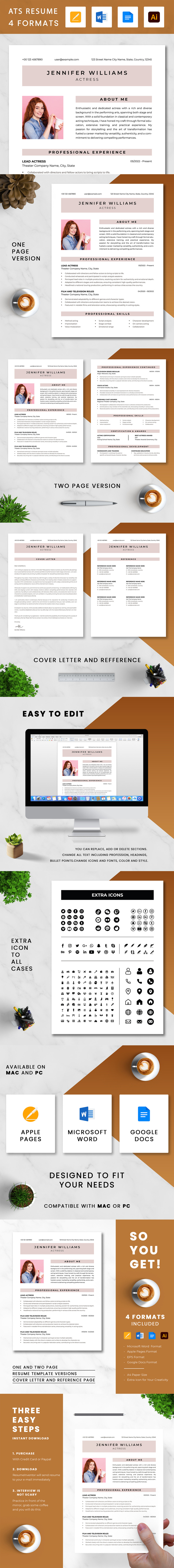 ATS Friendly Actress Resume Template With Photo - Features Image 1