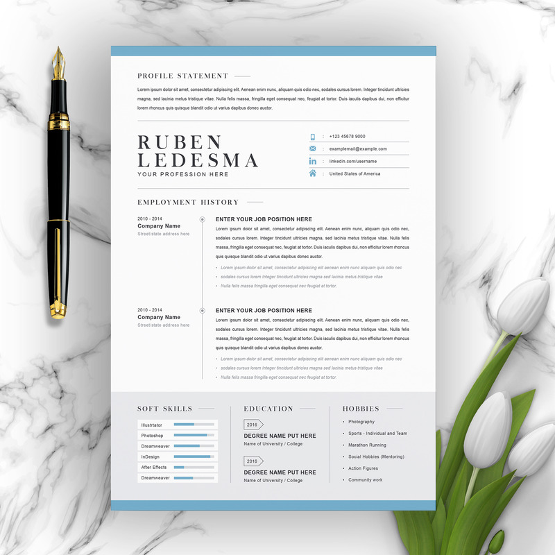 Шаблони резюме Ruben / CV для друку - Features Image 1