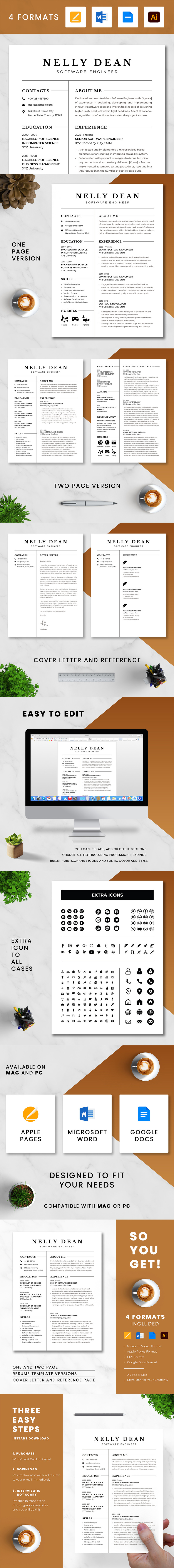 Software Engineer Resume Template Google Docs - Features Image 1